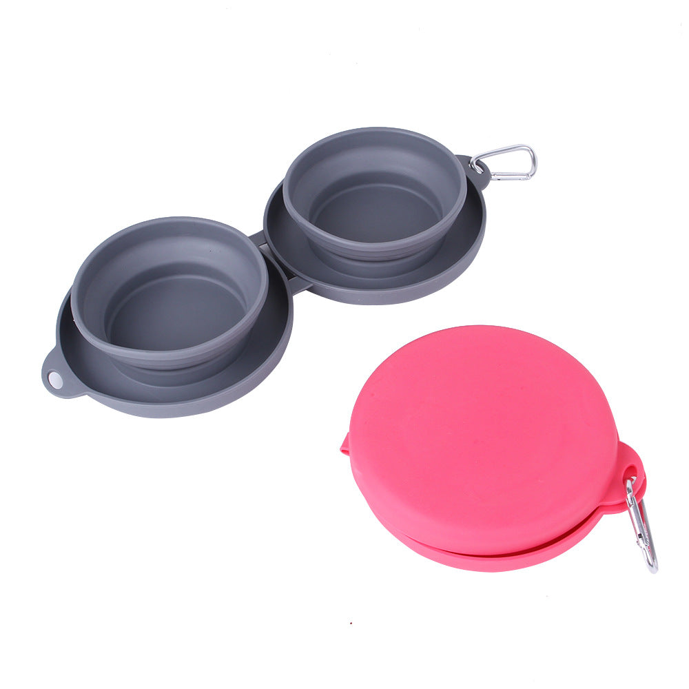 Portable Double Pet Food Bowl