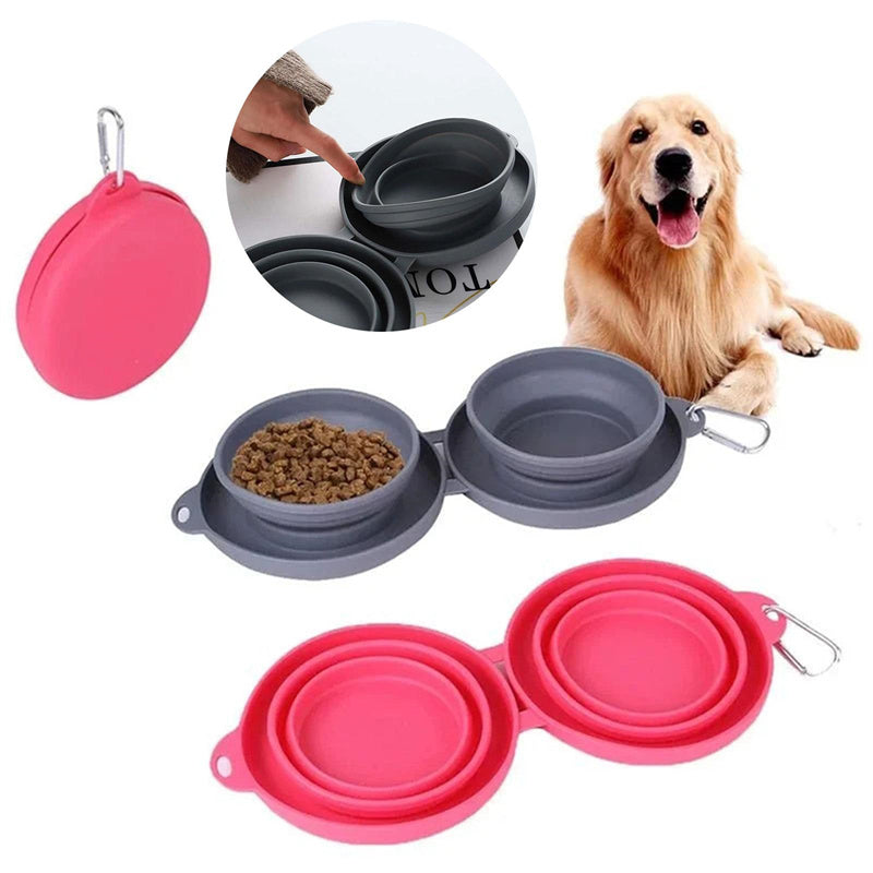 Portable Double Pet Food Bowl