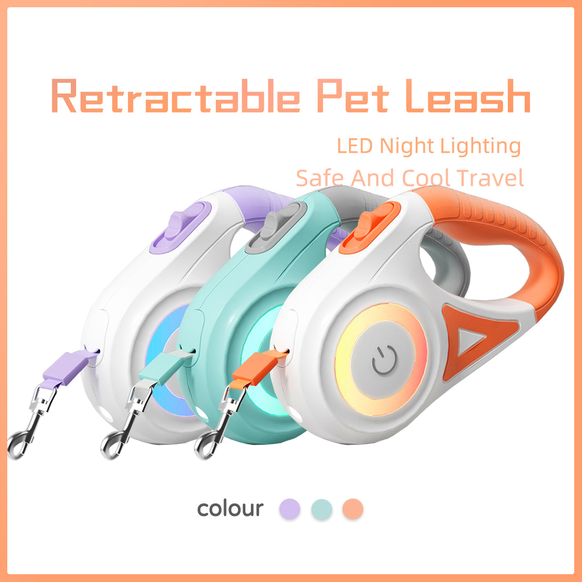 Retractable Dog Leash Spotlight Collar