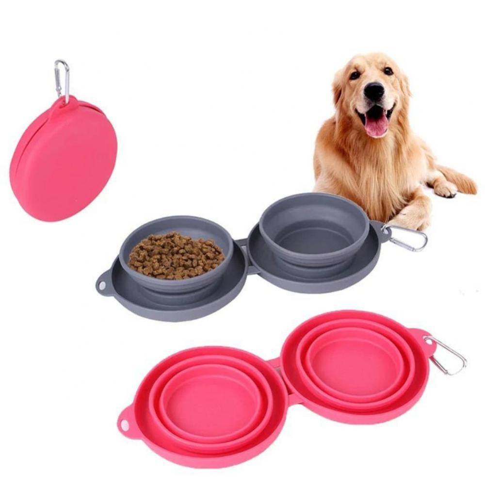 Portable Double Pet Food Bowl
