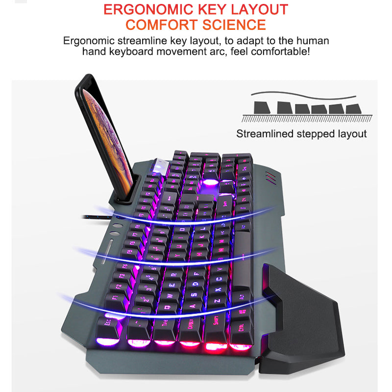 Gaming Keyboard RGB With Phone Holder
