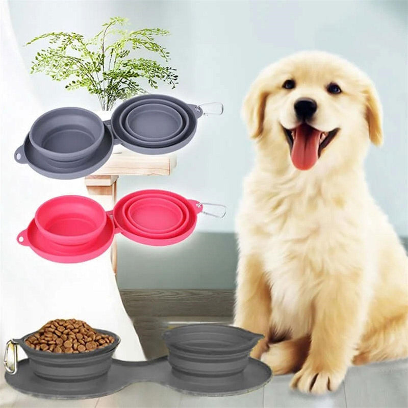 Portable Double Pet Food Bowl