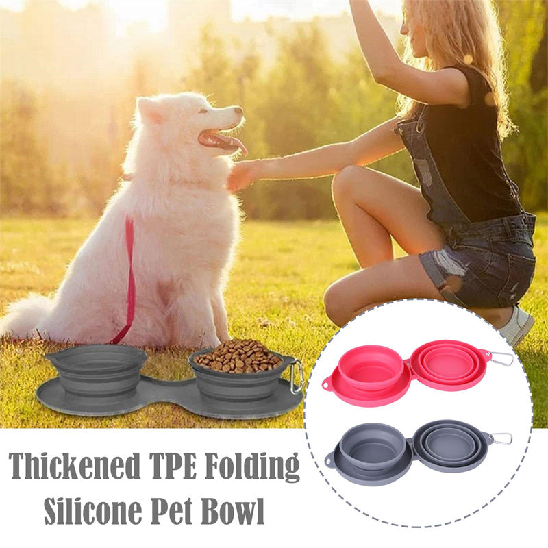 Portable Double Pet Food Bowl