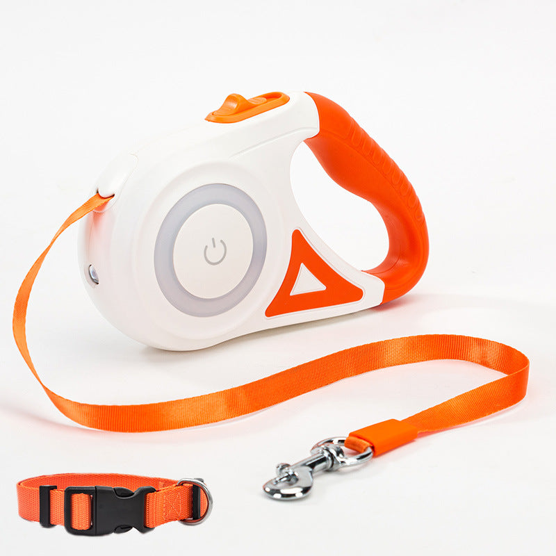 Retractable Dog Leash Spotlight Collar
